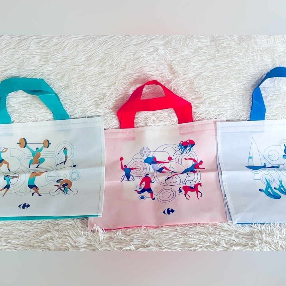 4pc Olympic’s 2024 France shopping tote bags 3 & 1 pen writes in multiple colors - Picture 4 of 6